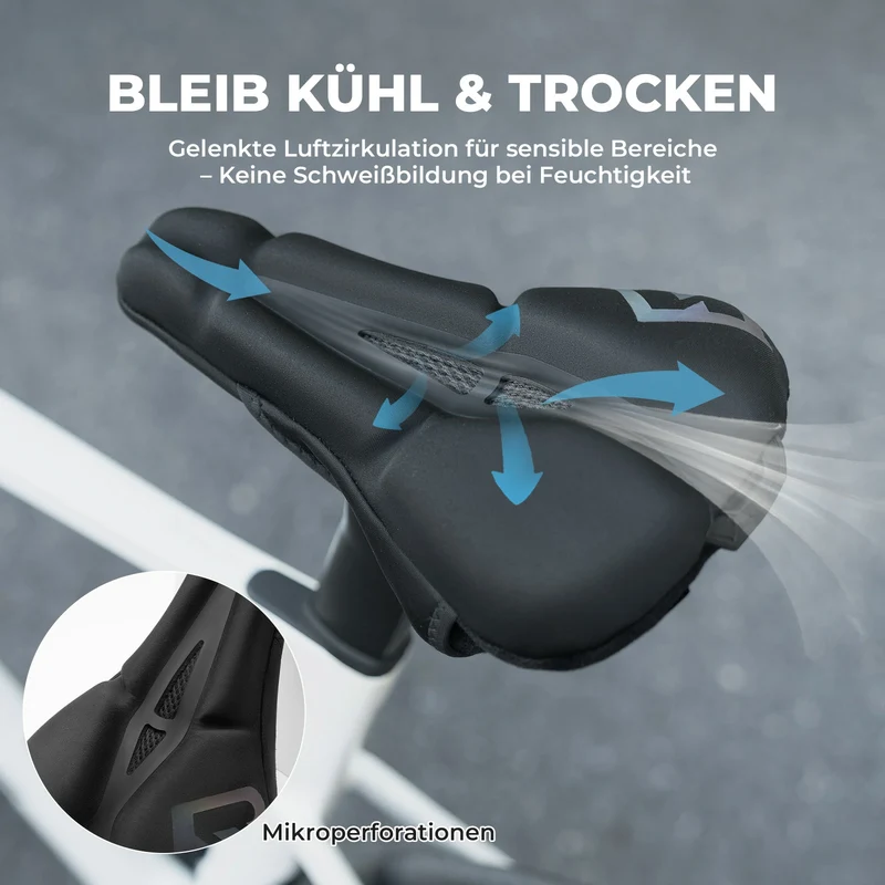 Fahrradsattel Überzug – Ergonomischer Sattelbezug Fahrrad mit Memory-Foam & 3D-geformter Polsterung