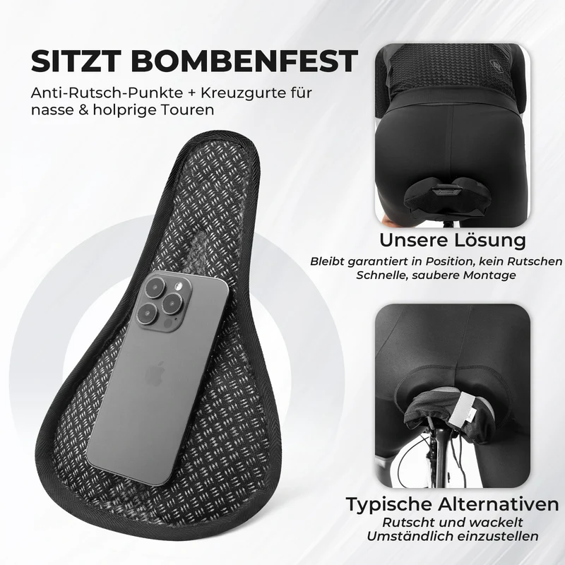 Fahrradsattel Überzug – Ergonomischer Sattelbezug Fahrrad mit Memory-Foam & 3D-geformter Polsterung