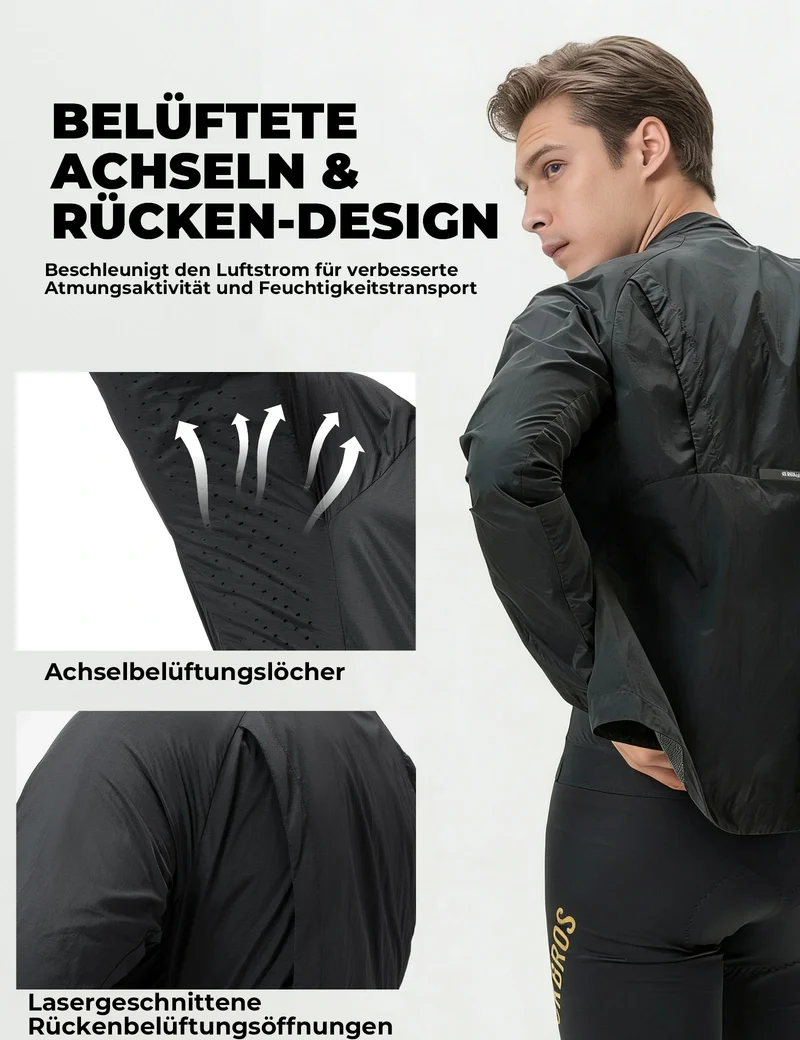 Winddichte Fahrradjacke, Leichte Atmungsaktive Schnelltrocknende Windbreaker, Faltbare