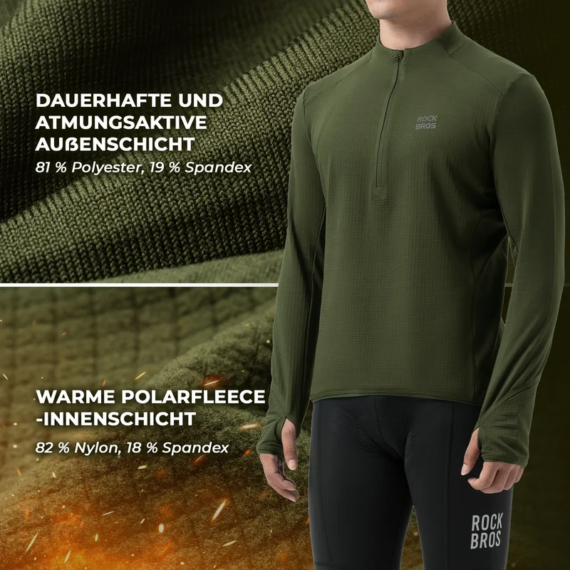 Fahrradtrikot Radtrikot Langarm Herren Winter Warm Fleece Schnelltrocknendes Atmungsaktiv