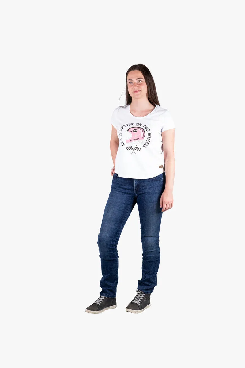 iXS Damen T-Shirt On Two Wheels weiss-pink