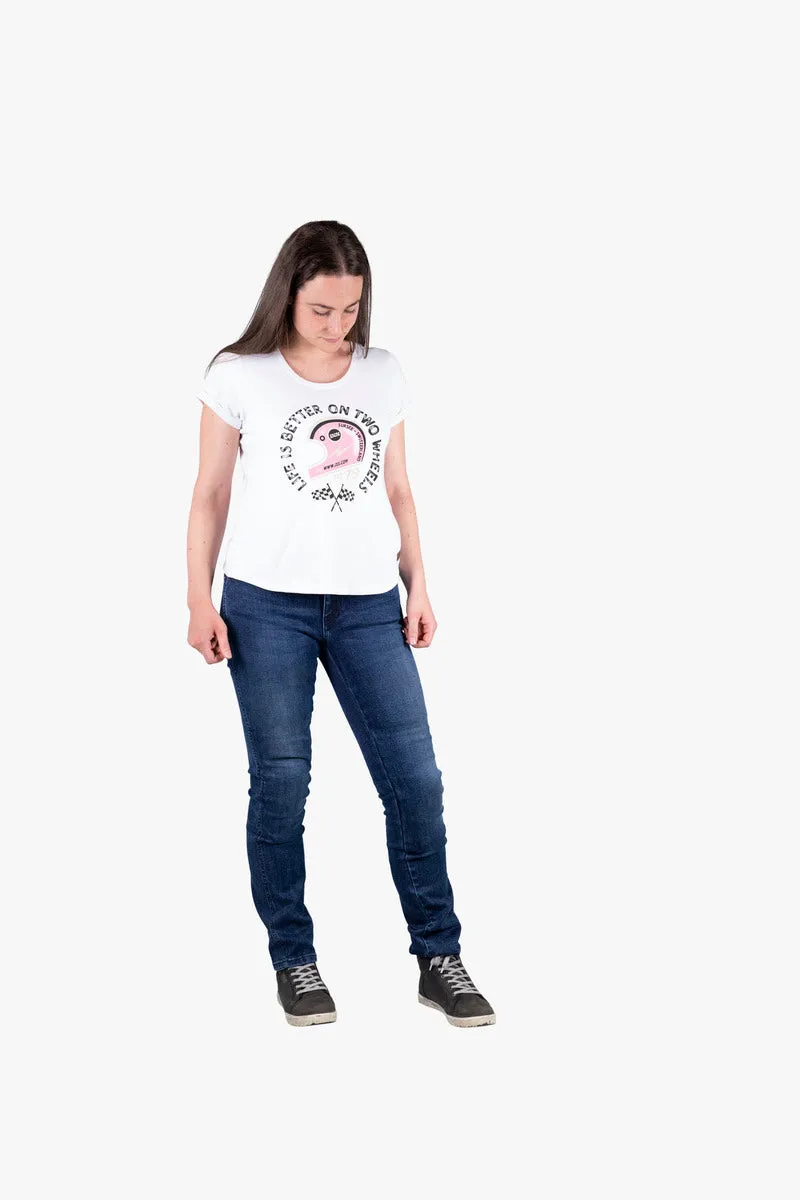 iXS Damen T-Shirt On Two Wheels weiss-pink