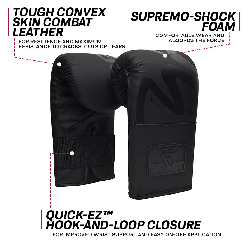 RDX F15 Noir Mattschwarze Sandsackhandschuhe 4oz