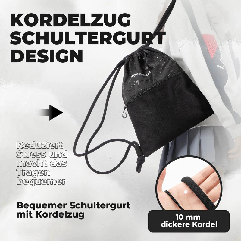Rucksack mit Kordelzug Turnbeutel Kordelzugbeutel Sportbeutel 9L