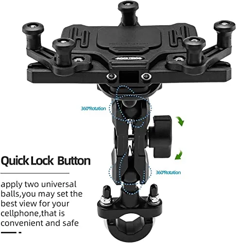 Handyhalterung Motorrad Universal Handyhalter Fahrrad mit Stoßdämpfer für 4.9-7.3 Zoll Smartphone
