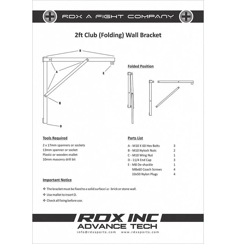 RDX X2 2ft Weiß Faltbar Wandhalterung