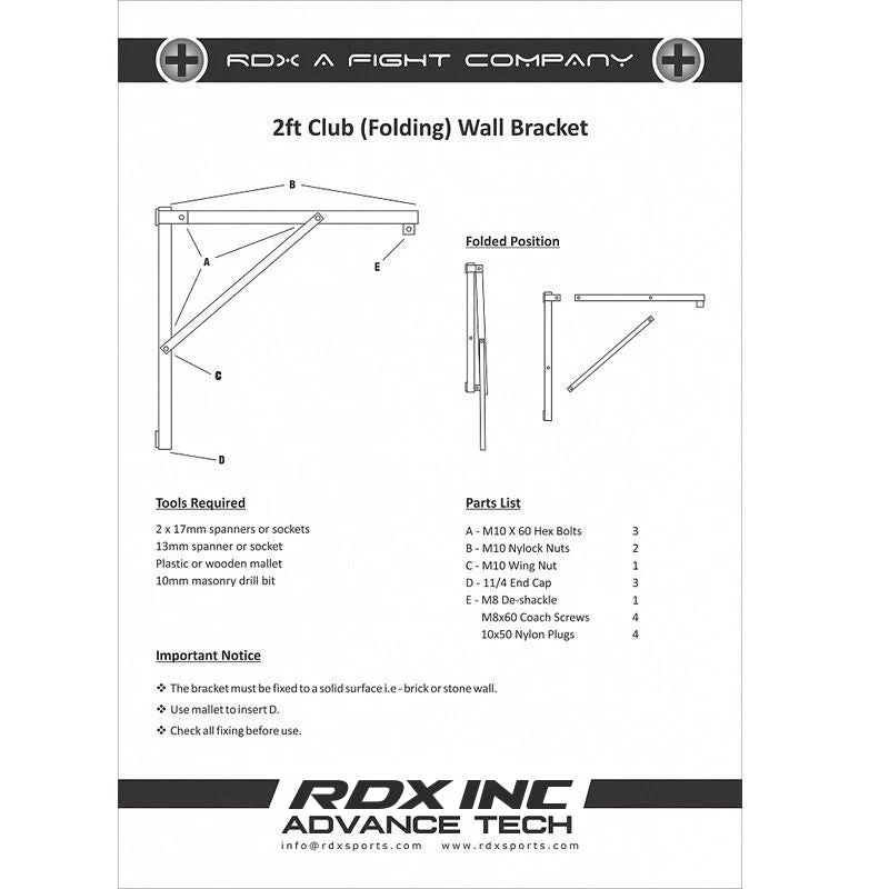 RDX X2B Klappbar Wandhalterung 2ft