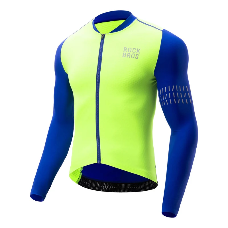 Fahrradtrikot Langarm Herren Winter Warm Fleece Radtrikot Atmungsaktiv Elastisch Mit 3 Taschen und Reflektierend