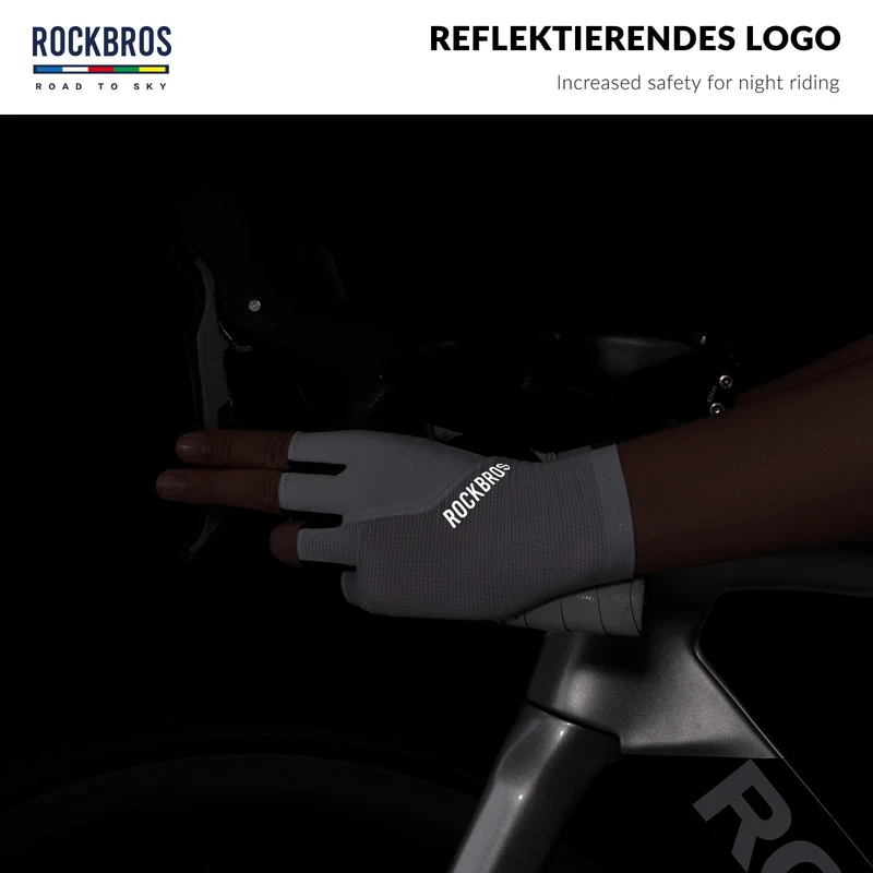 Road To Sky Halbfinger Fahrradhandschuhe Atmungsaktive Reflektierende