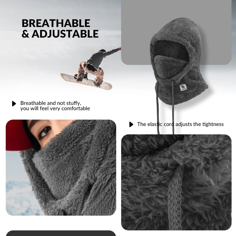 Qunature Sturmhaube Winter Warme Balaclava Thermo Winddichte Sturmmaske Skimaske