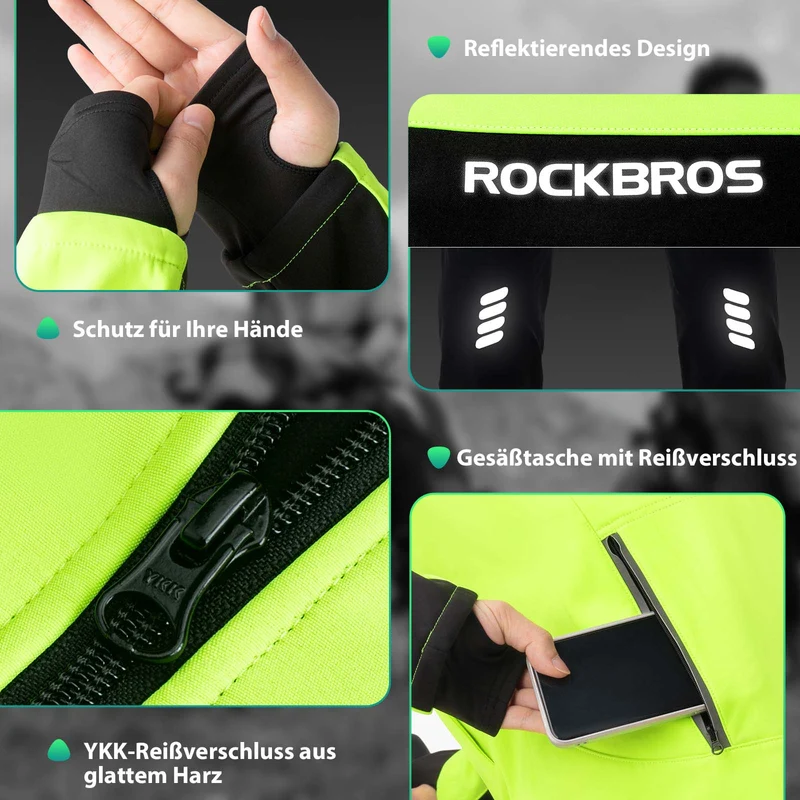 ROCKBROS Winter-Radanzug Jacke & Hose Leuchtendes Grün