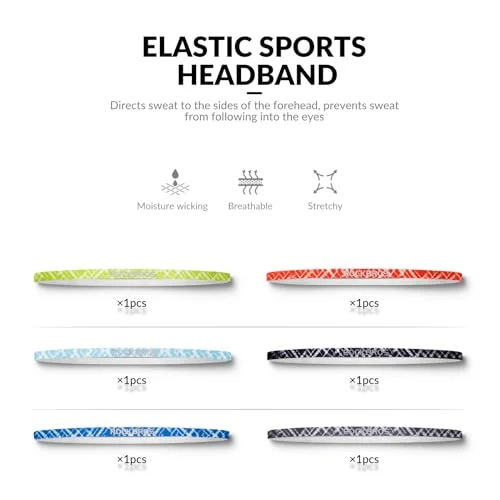 Stirnband Sport Schweißband Haarband 6 Stück 50-76 cm