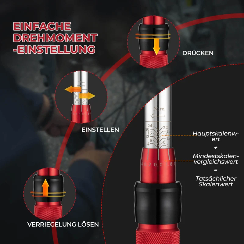 Fahrrad Drehmomentschlüssel Set 2-24 Nm, Multifunktionales Reparaturwerkzeug