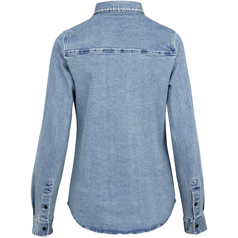Carve Digger Women Organic Denim Shirt washed blue