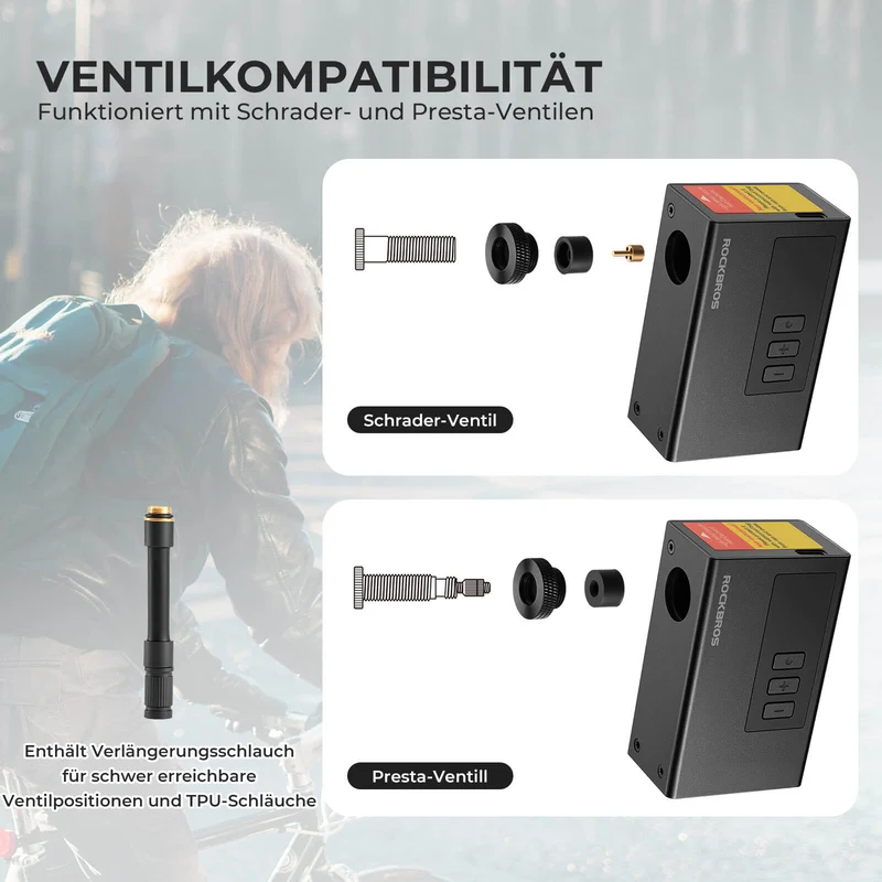ROCKBROS MINI Elektrische Fahrradpumpe Tragbar AS240 Pro