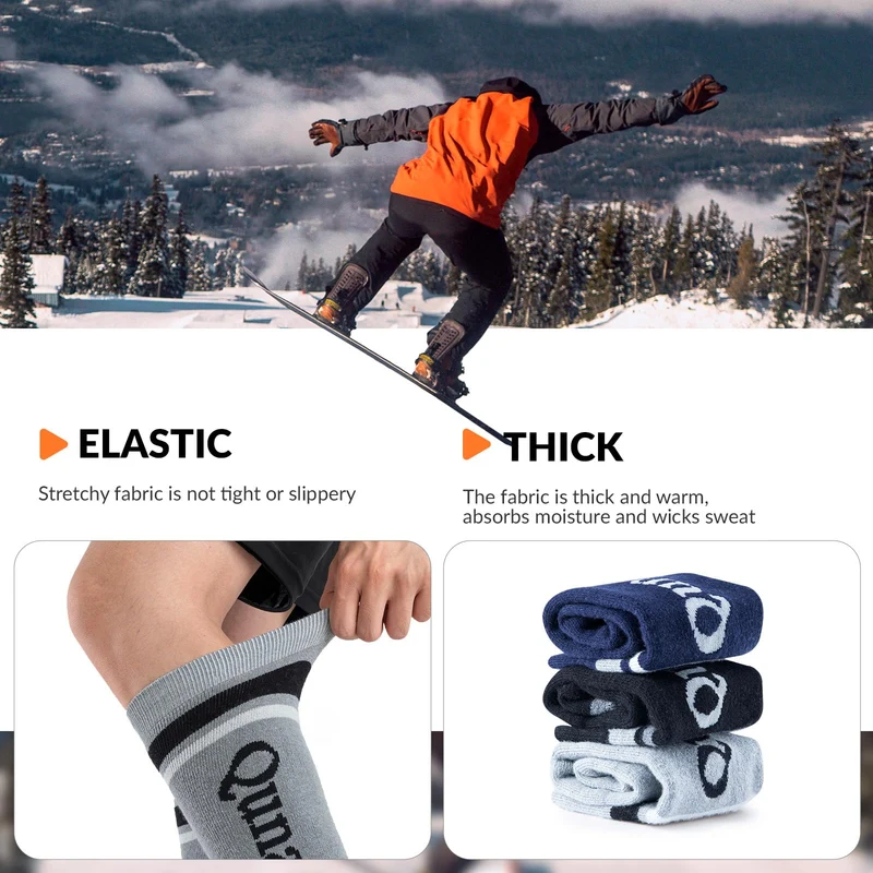 Qunature Skisocken Kinder Thermosocken 1 Paar für Winter-Sports aus Merinowolle