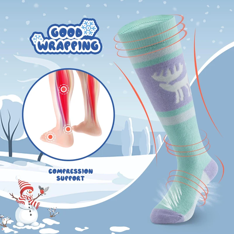 Qunature Jungen Skisocken Kinder Thermosocken