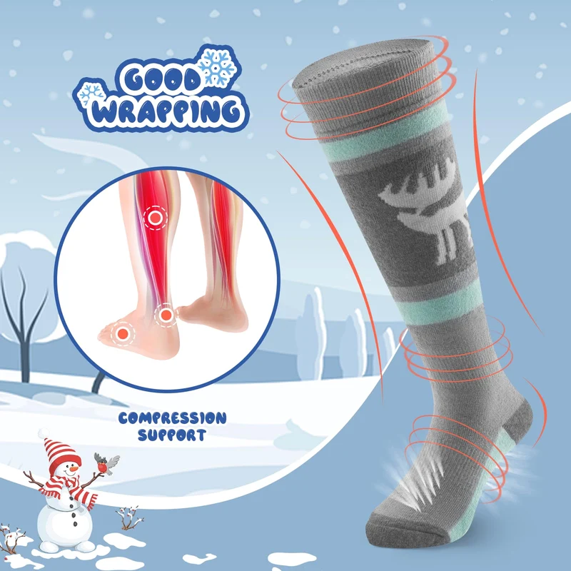 Qunature Jungen Skisocken Kinder Thermosocken