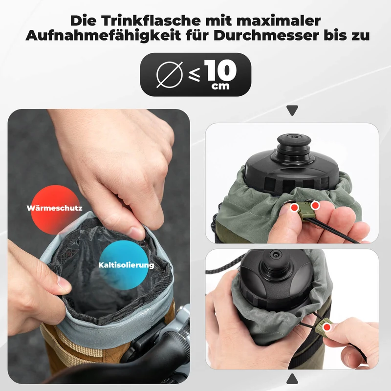 Fahrrad Lenkertasche 1.2L für Trinkflaschen Ø10 cm