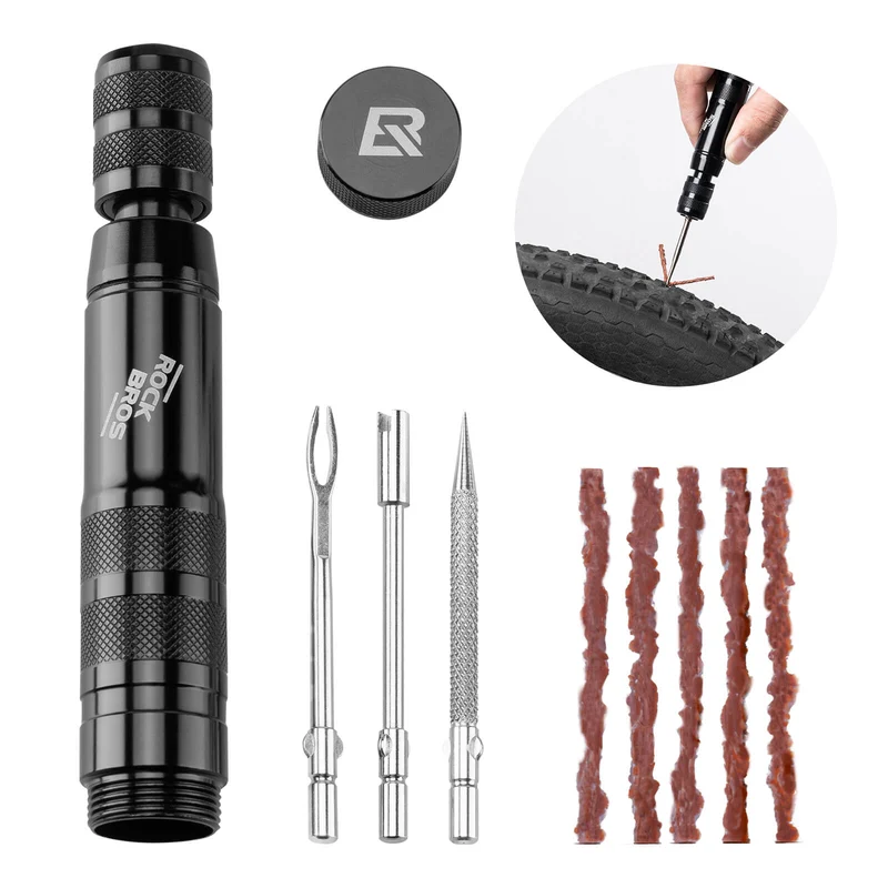 Tubeless Reifenpannenset mit Gummistopfen, Aluminiumgehäus, Griff