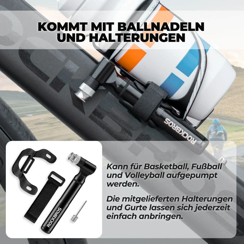 Fahrradpumpe 130PSI Tragbar mit Halterung Presta & Schrader Ventile
