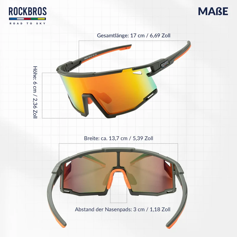 ROAD TO SKY Polarisierte Fahrradbrille UV400 Schutz Verstellbare Nasenpads