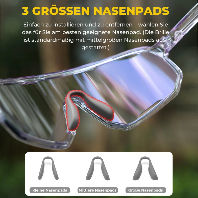 Selbsttönende Unisex Fahrradbrille mit Wechsel-Nasenpads