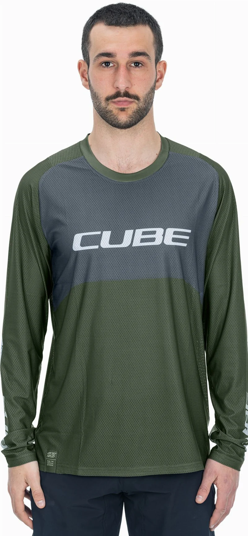 Cube Vertex Rundhalstrikot TM Langarm olive´n´grey
