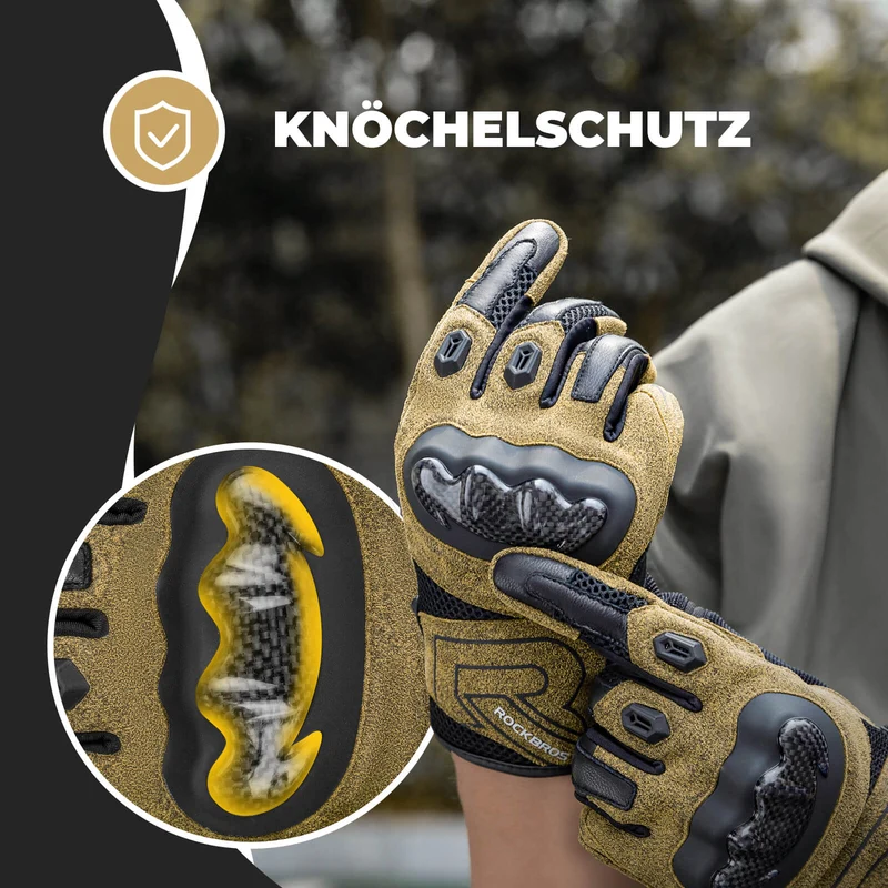 Winter Fahrradhandschuhe Atmungsaktiv Schlagfest Touchscreen Braun