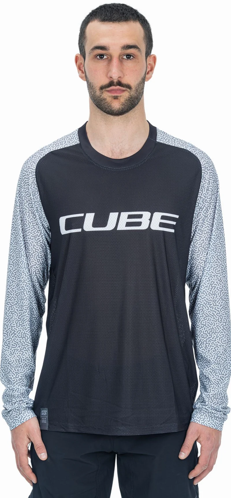 Cube Vertex Rundhalstrikot Langarm black'n'grey