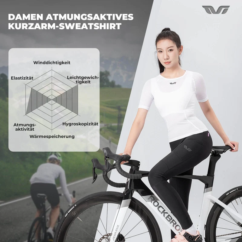ROCKBROS TVI Damen Kurzarm-Radtrikot Funktionsshirt Atmungsaktives Trikots Sommer