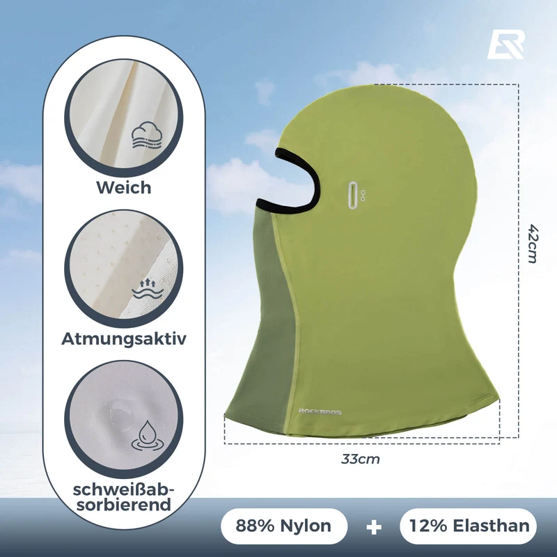 ROCKBROS Sommer Sturmhaube UPF40+ Balaclava Gesichtsmaske Schnelltrocknend
