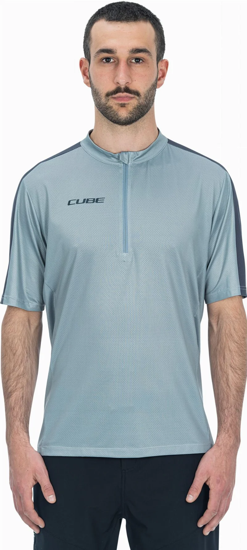 Cube ATX Trikot Half Zip CMPT Kurzarm grey