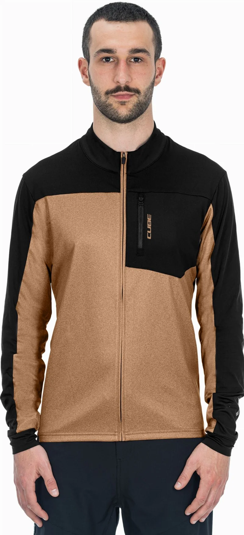 Cube ATX Trikot Full Zip CMPT Langarm brown´n´black