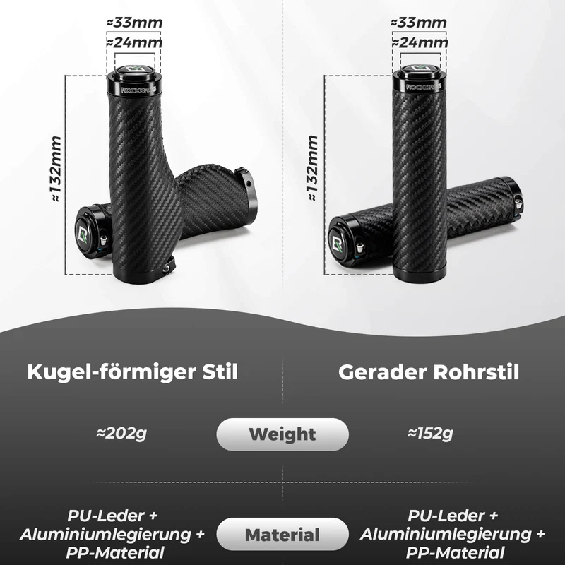 ROCKBROS Fahrradgriffe Kohlenstoffmuster Lenkergriffe Rutschfest 22,2mm