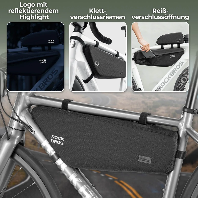 ROCKBROS Fahrrad Rahmentasche Dreiecktasche Wasserabweisend 2,9L Schwarz