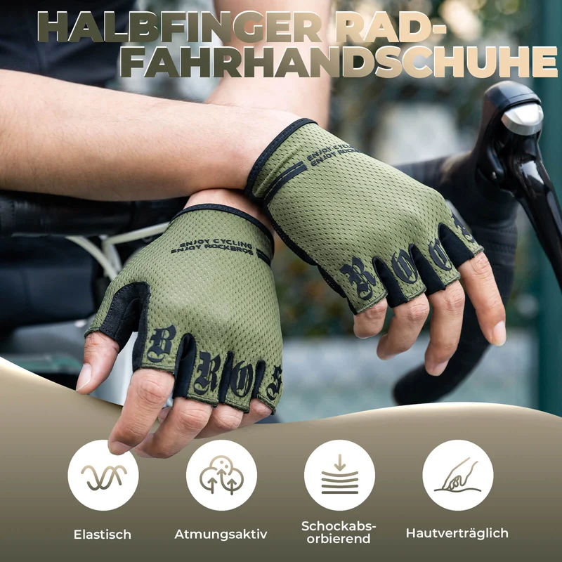 ROCKBROS Fahrrad Handschuhe Halbfinger rutschfest Stoßdämpfende Sommer