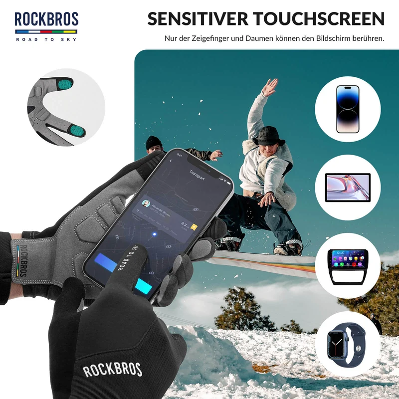 ROAD TO SKY Fahrradhandschuhe mit Touchscreen Atmungsaktiv Herren/Damen