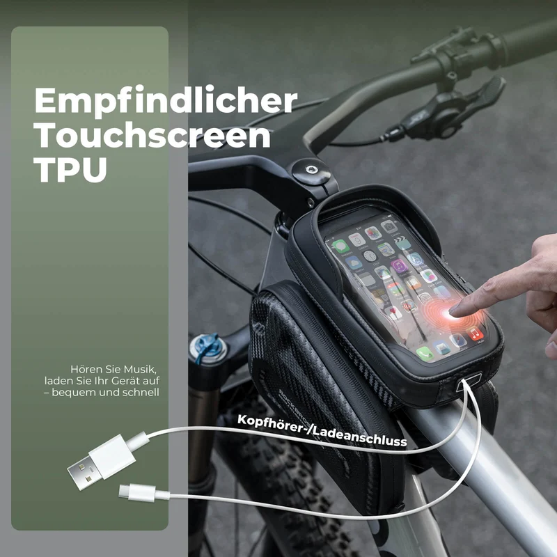 Oberrohrtasche für Smartphone mit Lichtschutz & Seitentaschen