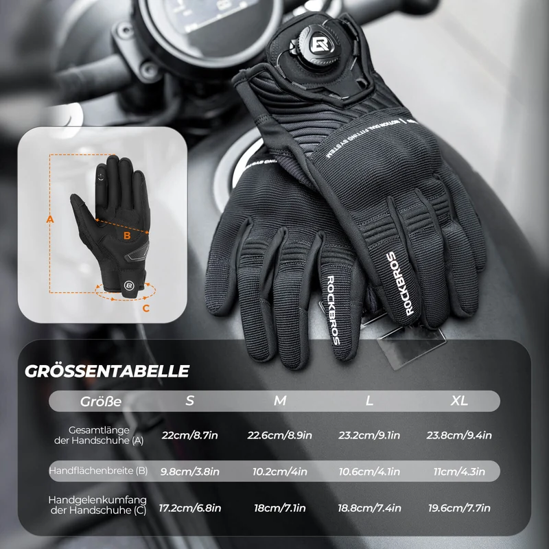 ROCKBROS Motorradhandschuhe Atmungsaktiv Handschuhe Touchscreen