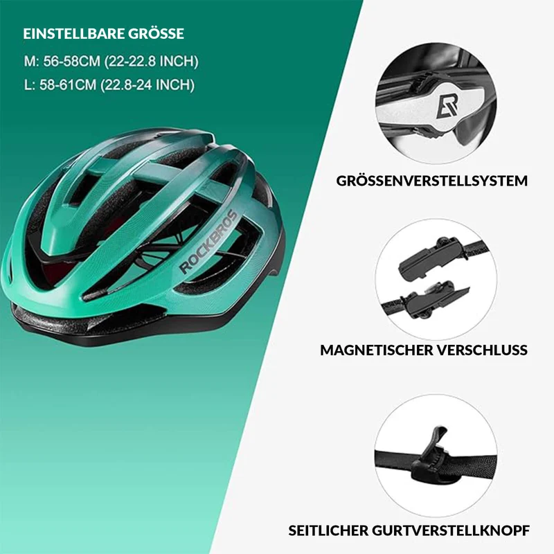 ROCKBROS Fahrradhelm MTB Rennradhelm Atmungsaktiv PC+EPS Magnetschnall