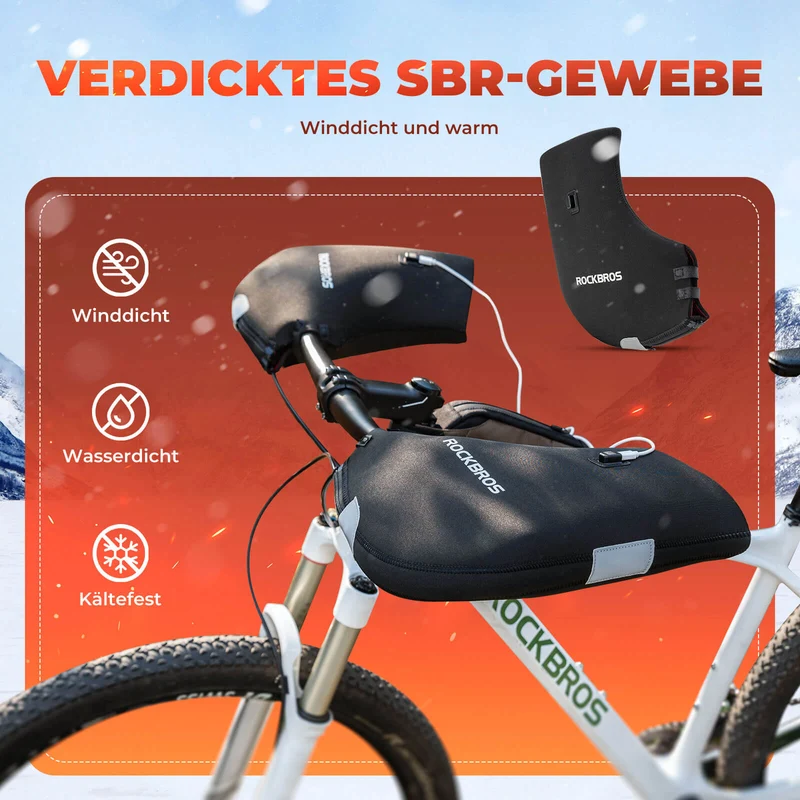 ROCKBROS Beheizte Wasserabweisend Fahrrad Lenkerstulpen - Wiederaufladbar