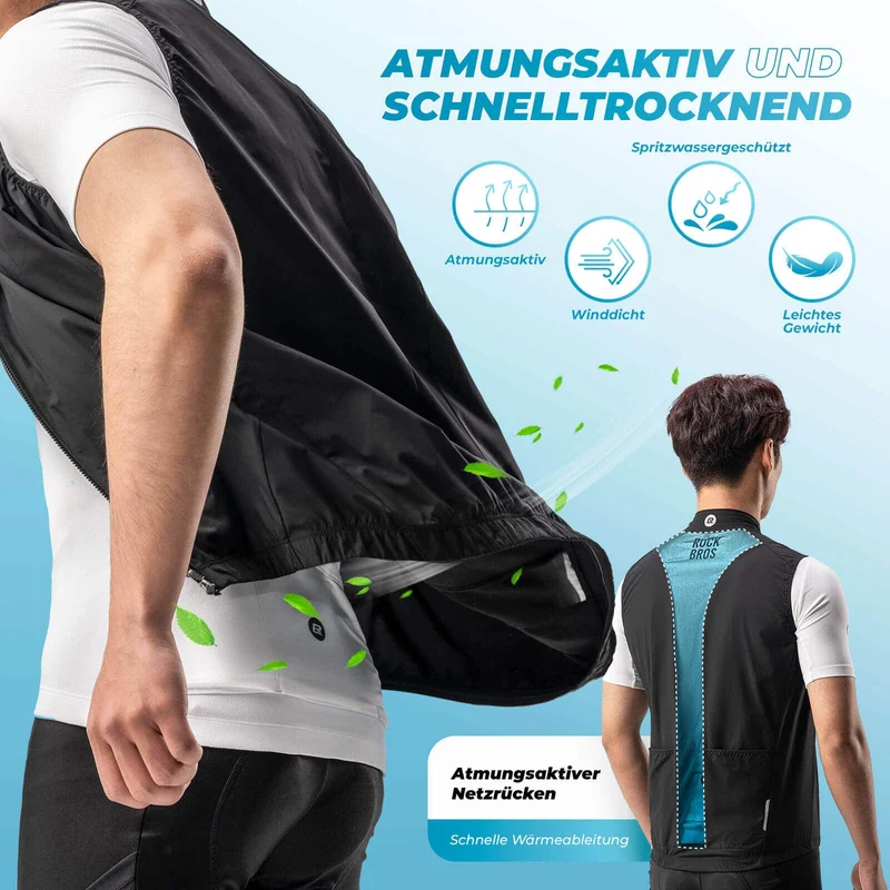 ROCKBROS Windweste Radsport Warnweste Ärmellose