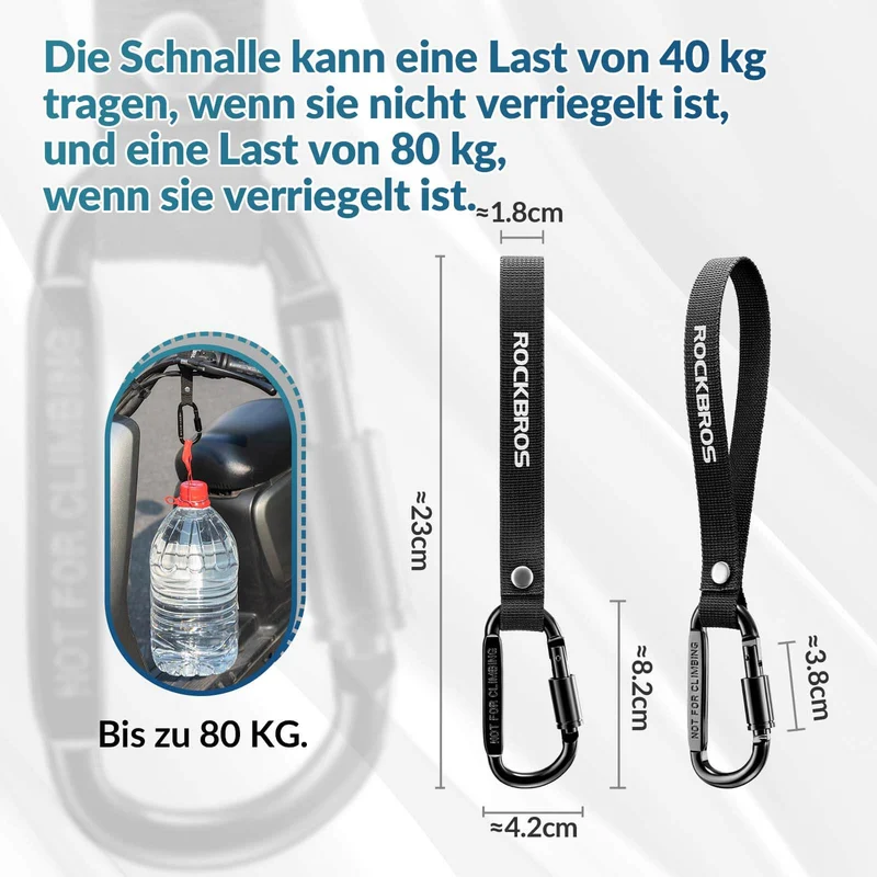 ROCKBROS Fahrrad Karabinerhaken Multifunktional mit Strapazierfähigem Gurt