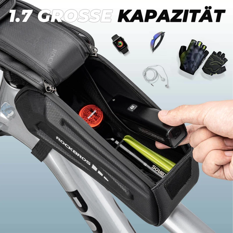 ROCKBROS Fahrradtasche Wasserdicht Handytasche Touchscreen für Smartphone 6,8 Zoll