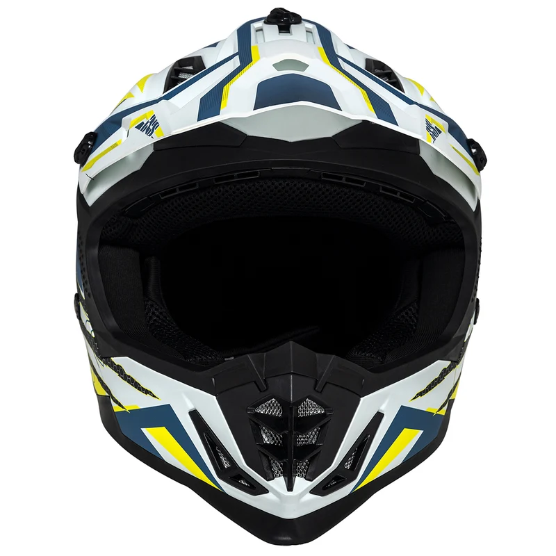 Motocross Helm iXS363 2.0 weiss matt-blau-gelb neon