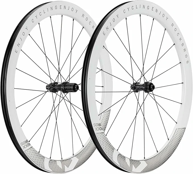ROCKBROS T700 Carbon Laufradsatz 28‘‘ 50mm Scheibenbremse Steckachse Laufrad Set für Rennrad und SHIMANO 8-12 Fach 24 Speichen 36T-Stahllager