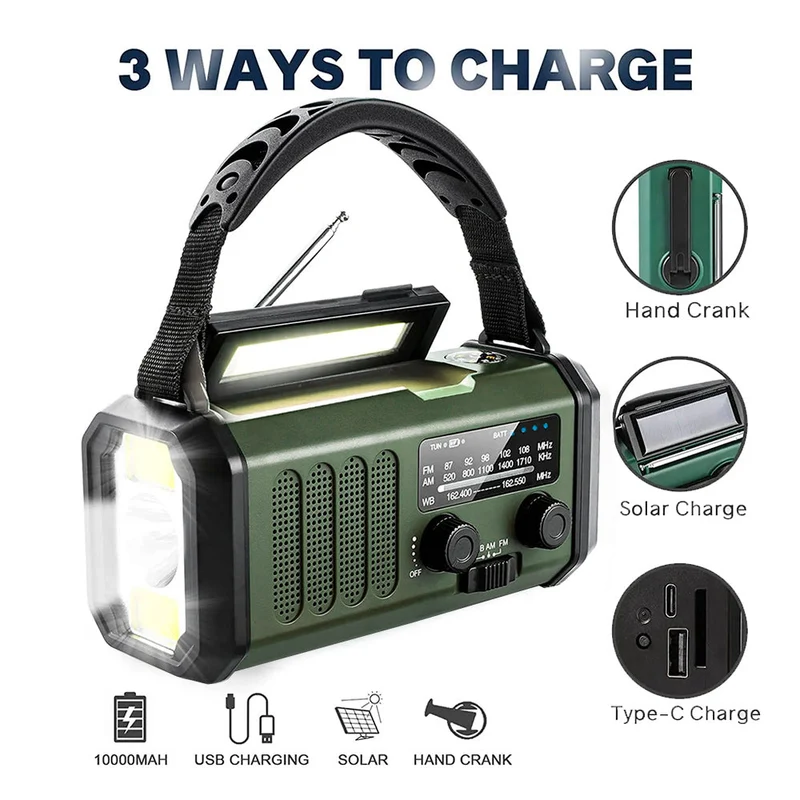 Sunny Hiker - Notfallradio mit Powerbank 10.000 mAh // Grün