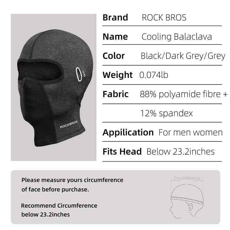 ROCKBROS Sturmhaube Bandana UPF 50+ Elastisch Multifunktionstuch Unisex