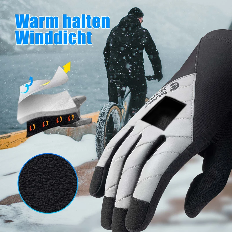 ROCKBROS Fahrradhandschuhe Winter/Herbst Vollfinger Thermo Sport Unisex